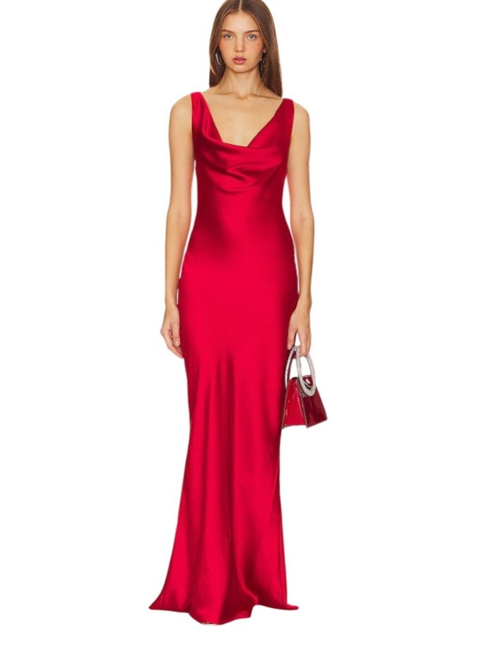 Norma Kamali Deep Drape Neck Gown Tiger Red Holiday party NWT - Size S
